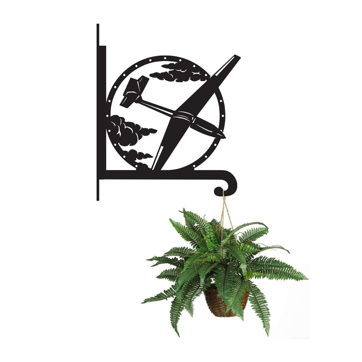 Steel Glider Plane Hanging Basket Bracket with Planter