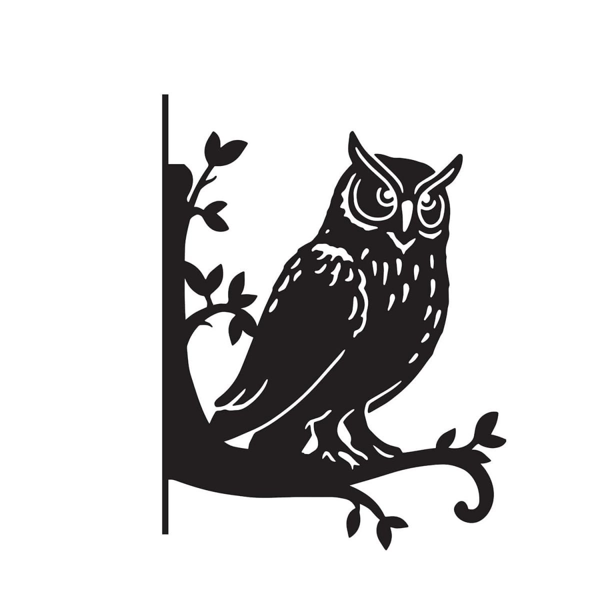 Close-Up of Steel Hanging Basket Bracket with Great Horned Owl Topper