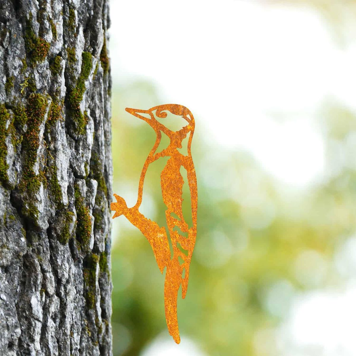Steel Great Spotted Woodpecker Tree Spike - Rustic