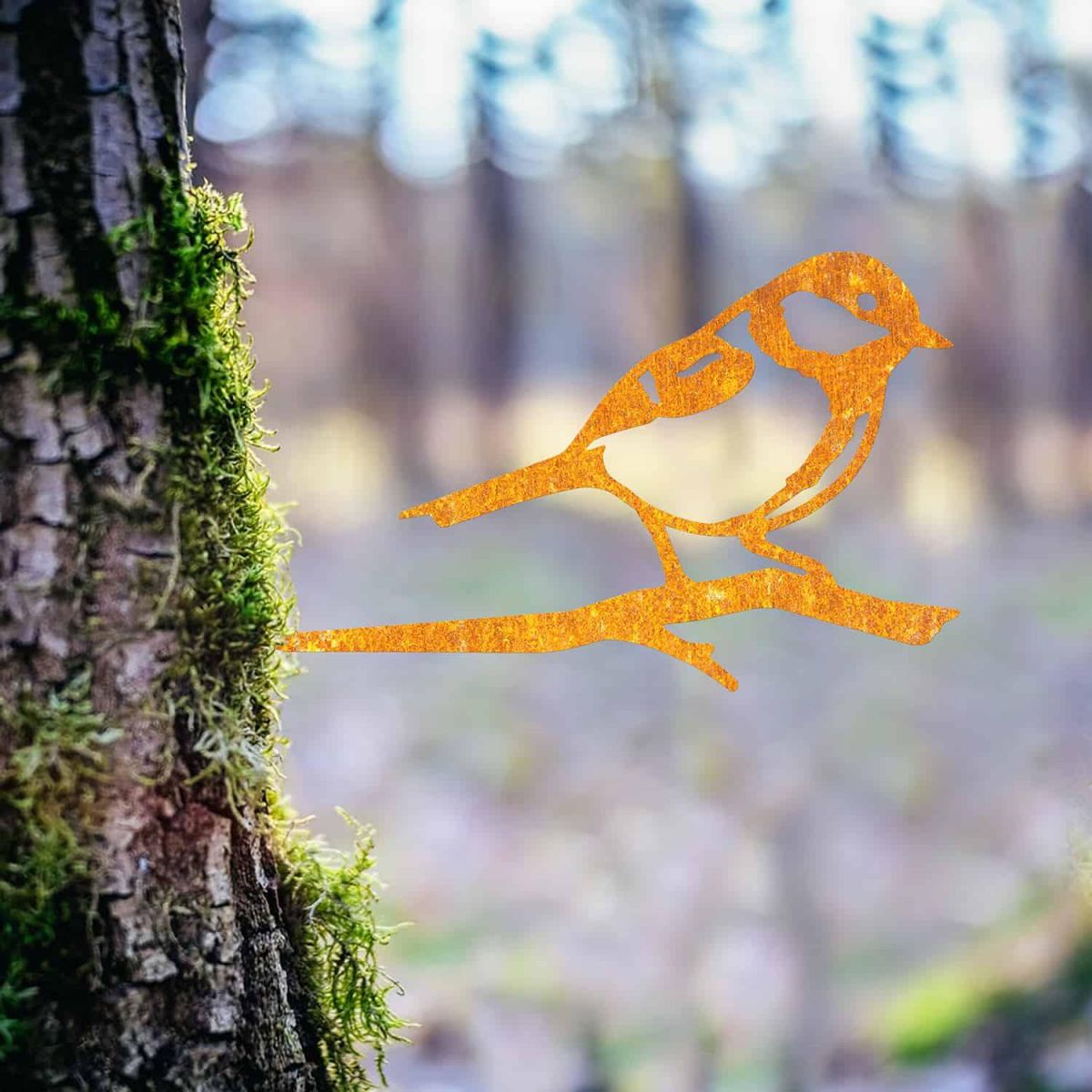 Rustic Steel Tree Spike with Great Tit Design