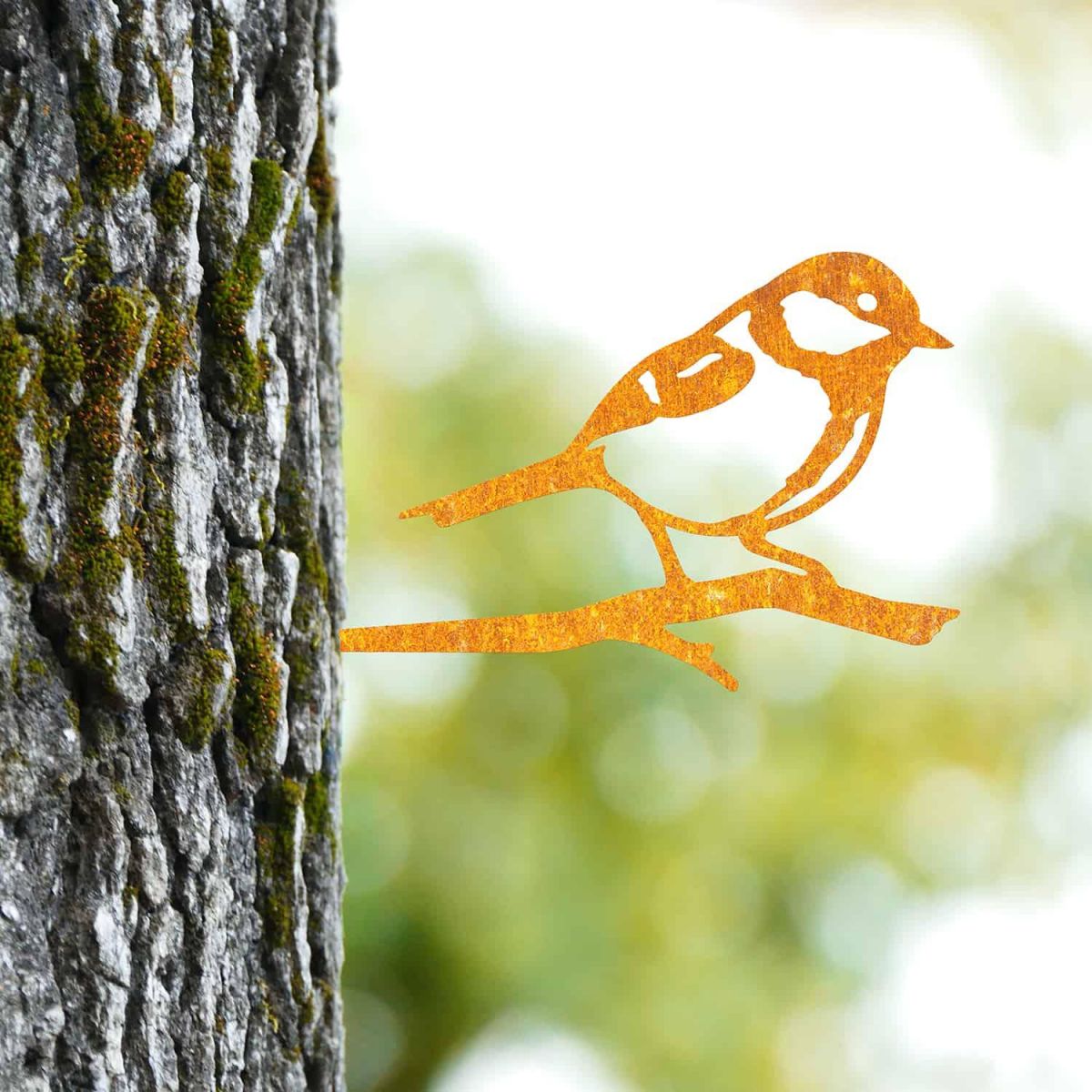 Rustic Steel Tree Spike with Great Tit Motif
