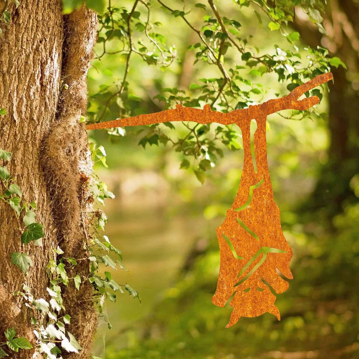 Steel Hanging Bat Tree Spike - Rustic in Situ