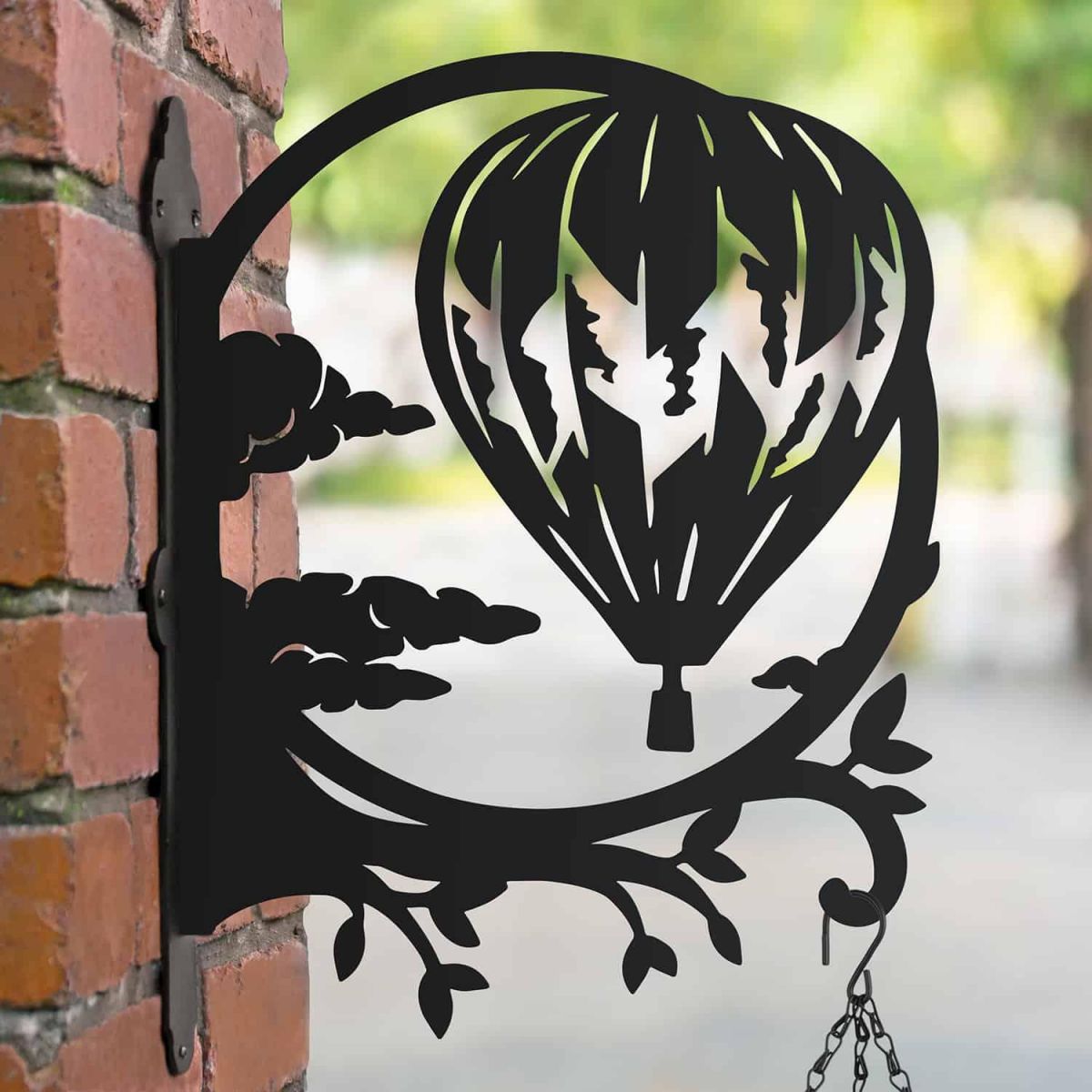 Steel Hanging Basket Bracket with Hot Air Balloon Motif