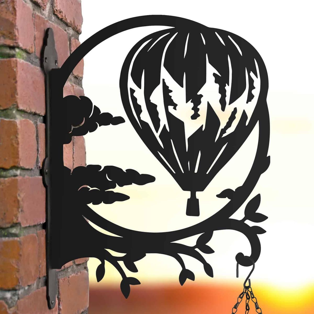 Steel Hanging Basket Bracket with Hot Air Balloon Topper