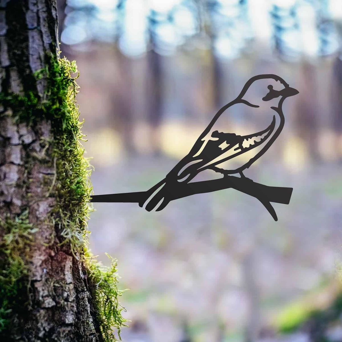 Black Steel Tree Spike with Jay Bird Design Black Steel Tree Spike with Jay Bird Design