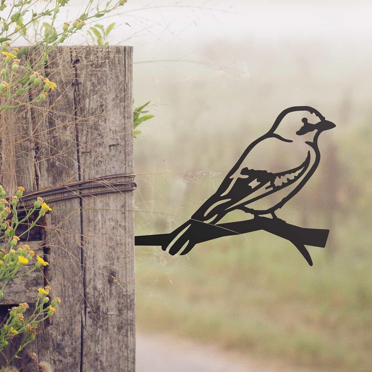 Steel Jay Bird Tree Spike - Black in Situ Steel Jay Bird Tree Spike - Black in Situ