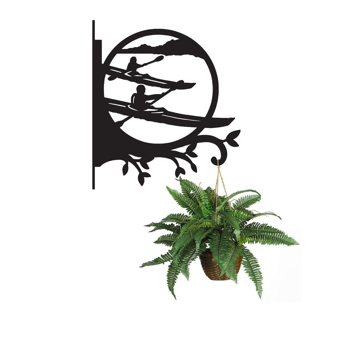 Steel Kayaking Couple Hanging Basket Bracket with Planter Steel Kayaking Couple Hanging Basket Bracket with Planter