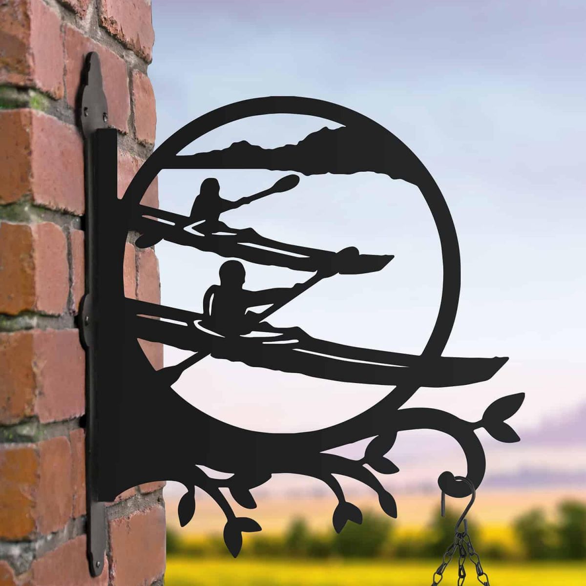 Steel Kayaking Couple Hanging Basket Bracket Steel Kayaking Couple Hanging Basket Bracket