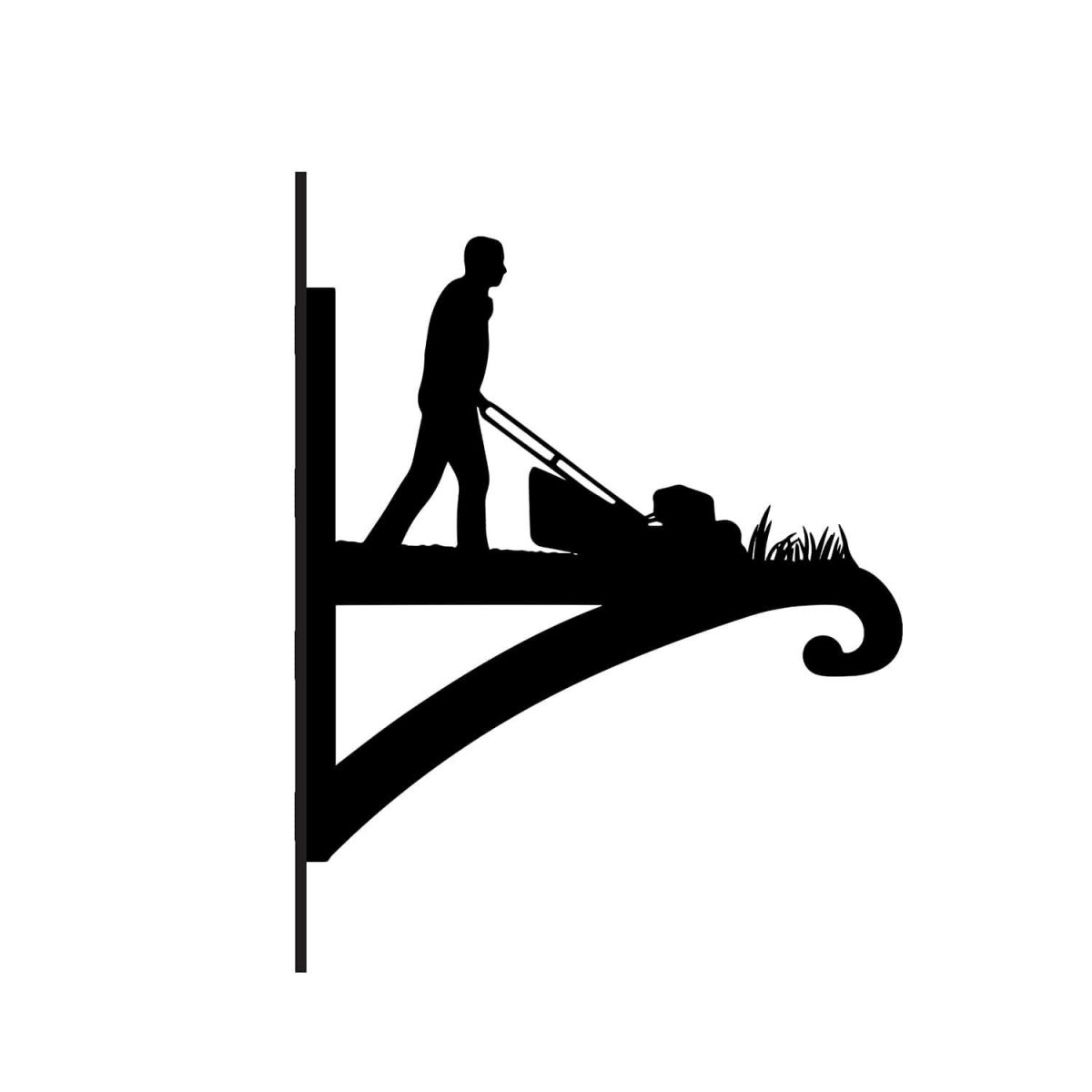 Close-Up of Steel Lawn Mower Hanging Basket Bracket