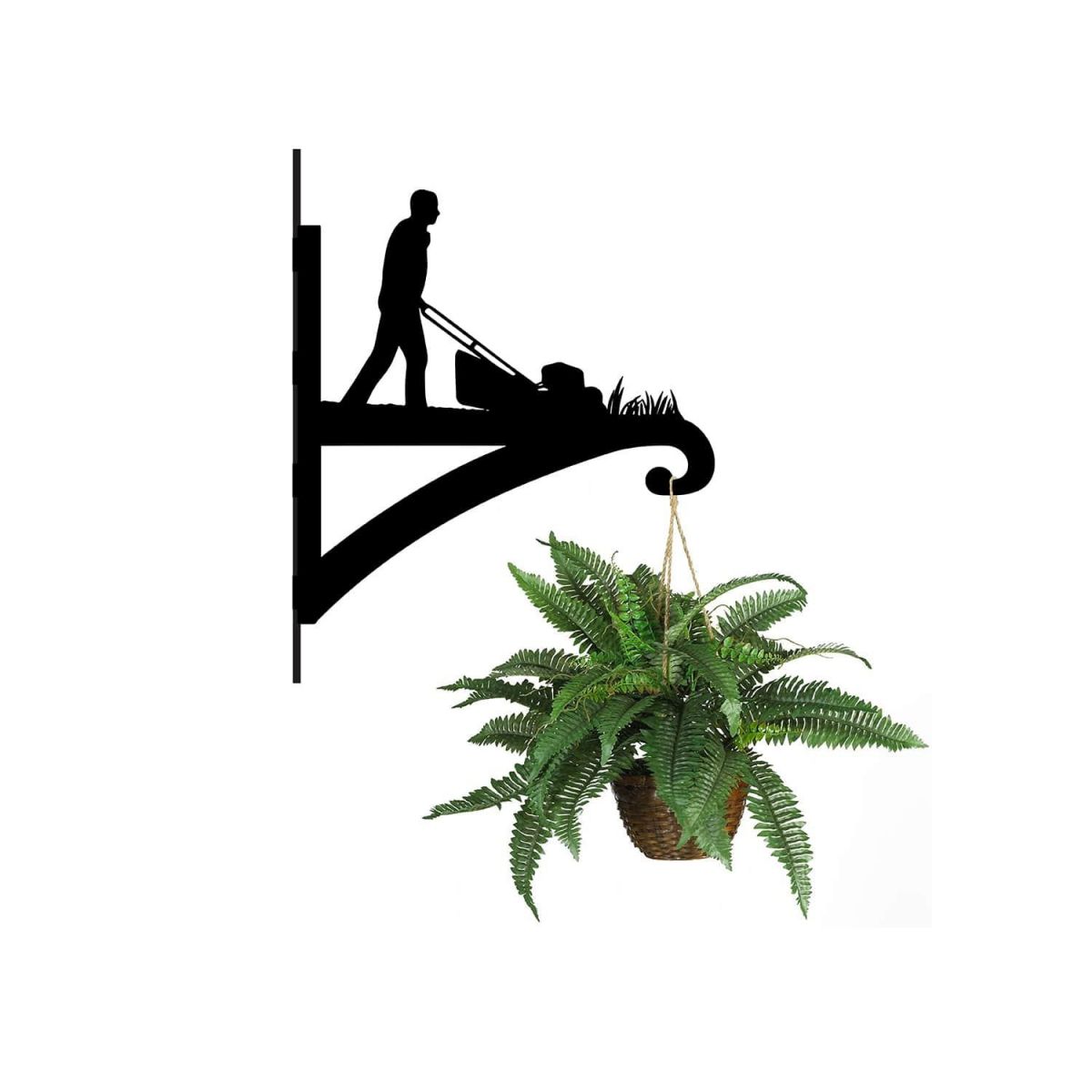 Steel Lawn Mower Hanging Basket Bracket with Planter