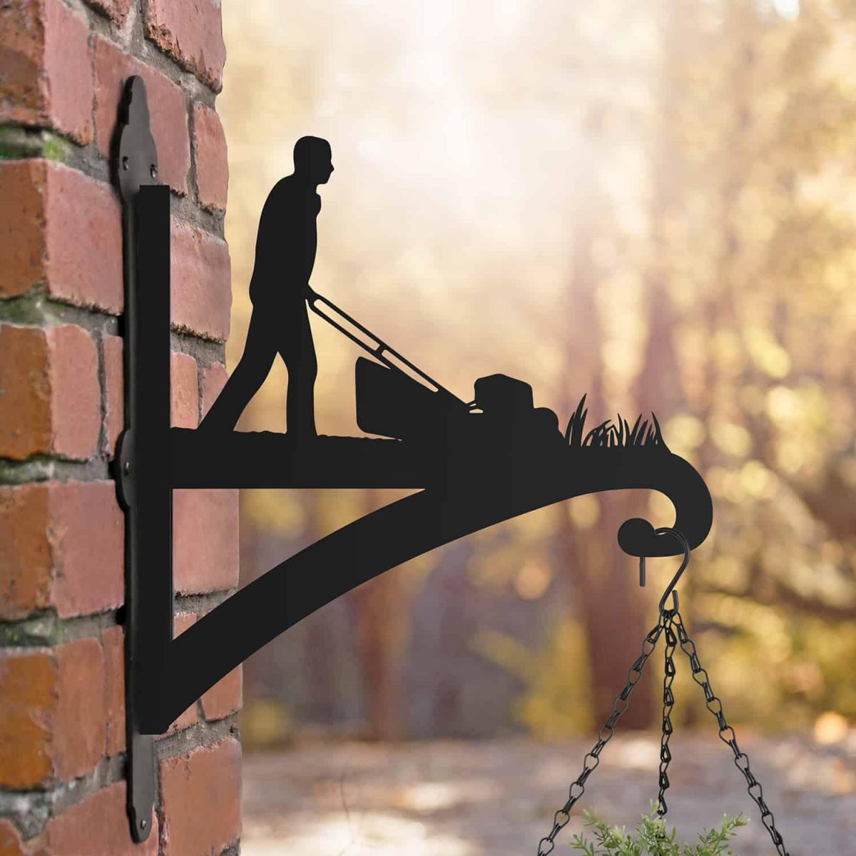 Steel Hanging Basket Bracket with Lawn Mower Topper