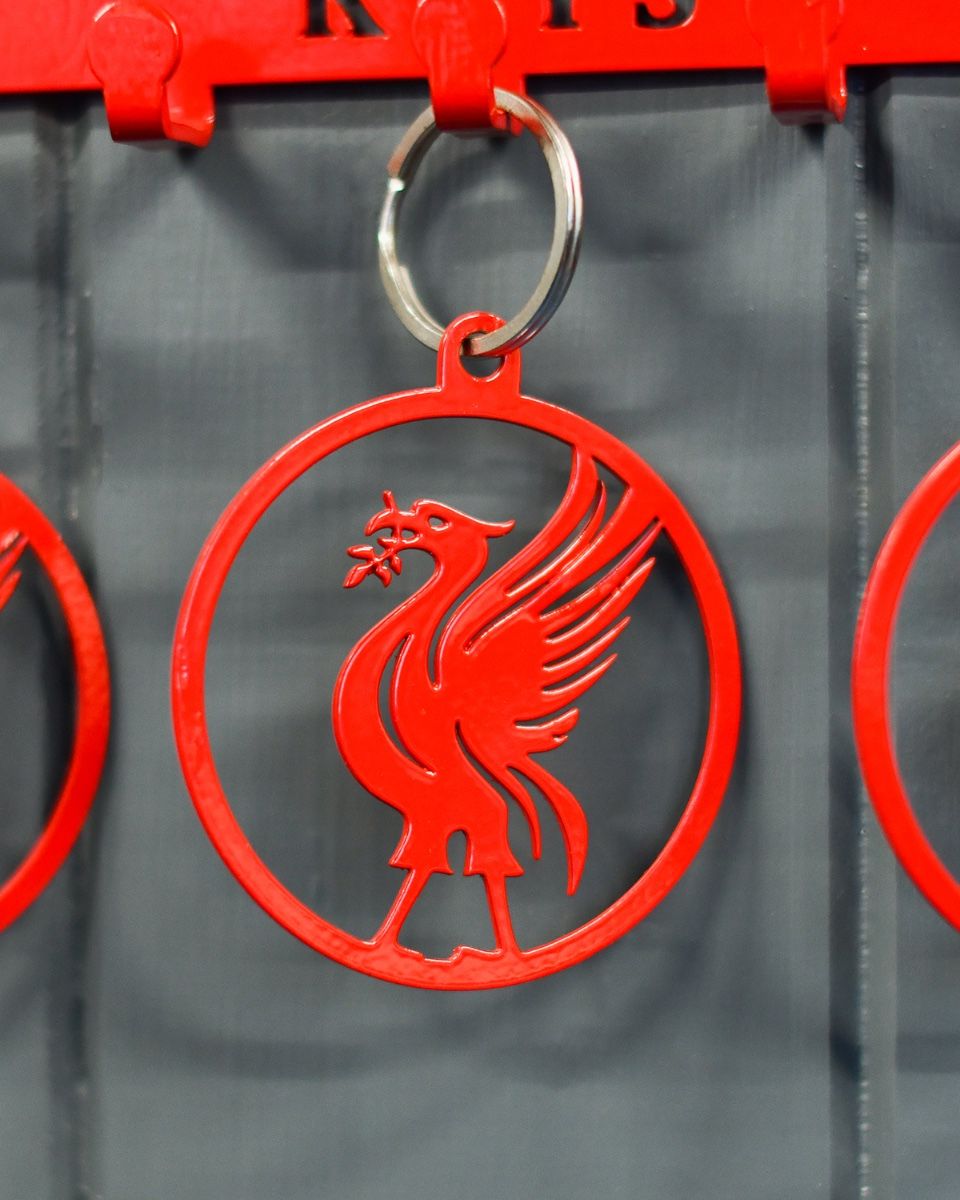Close Up Of The Steel Liver Bird with Set of Three Keyrings