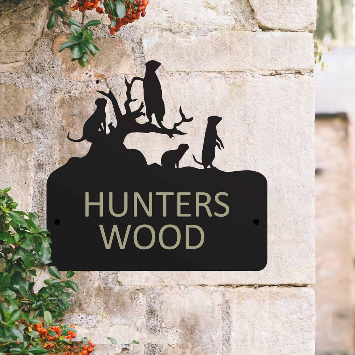 Steel Meerkat Family House Name Sign