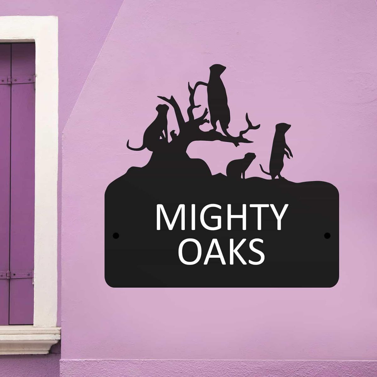 Steel House Name Sign with Meerkat Family Design