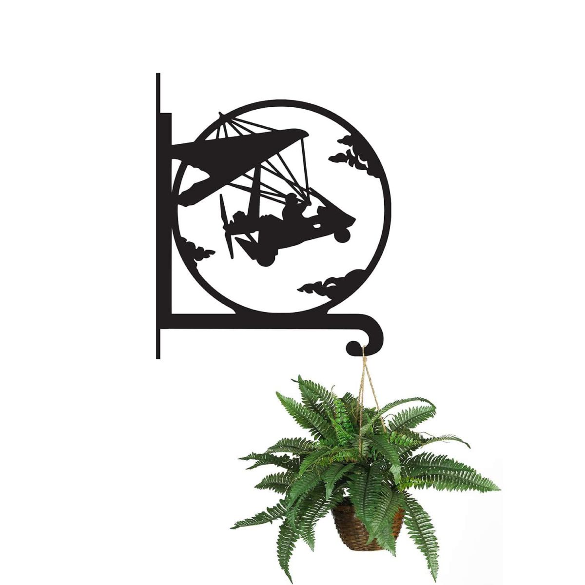 Steel Microlight Hanging Basket Bracket with Planter Steel Microlight Hanging Basket Bracket with Planter