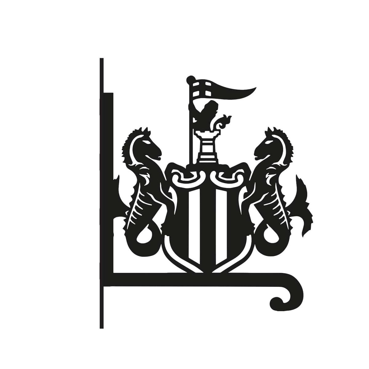 Close-Up of Steel Newcastle United Crest Hanging Basket Bracket