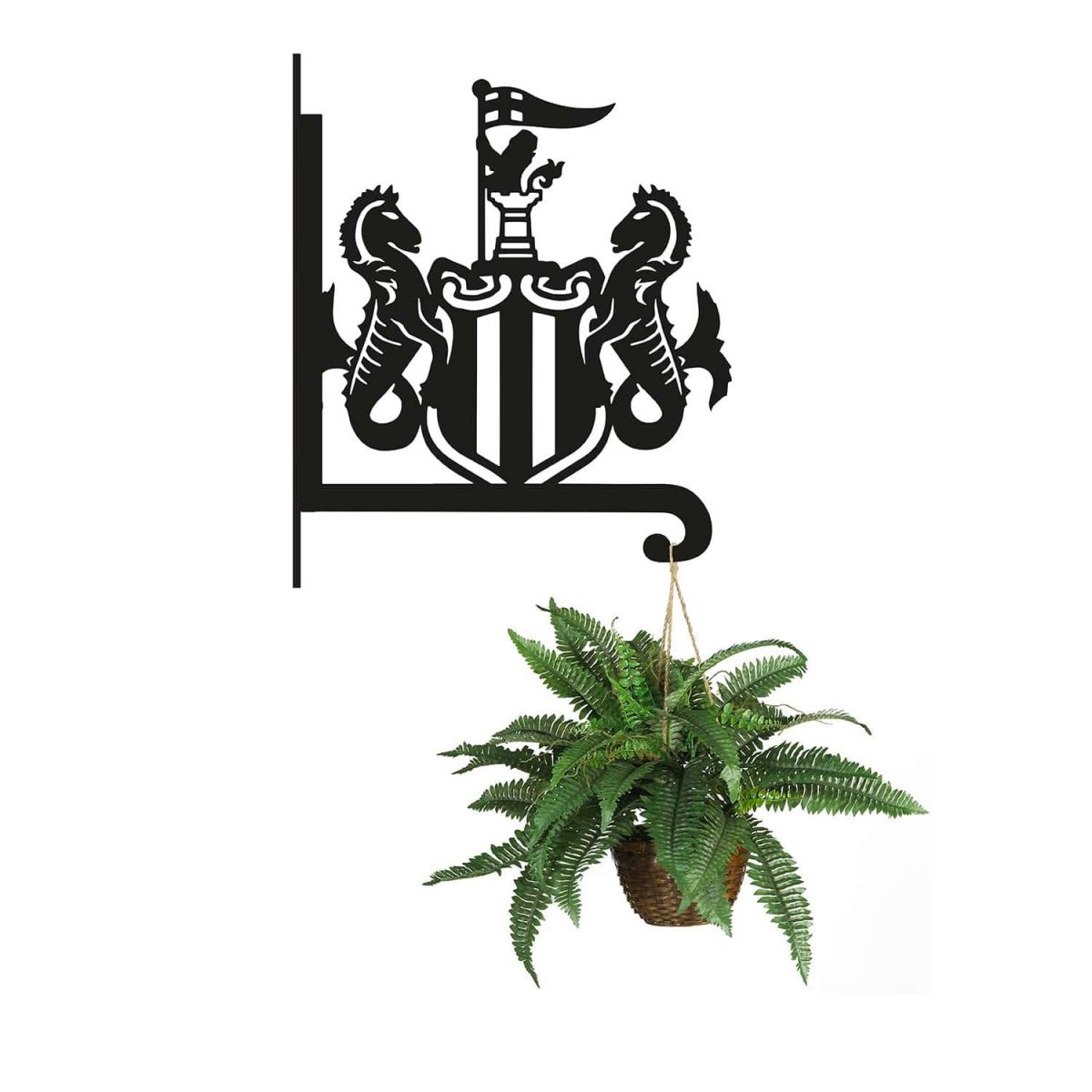 Steel Newcastle United Crest Hanging Basket Bracket with Planter
