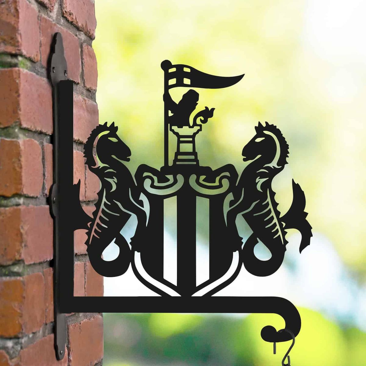 Steel Hanging Basket Bracket with Newcastle United Crest Motif