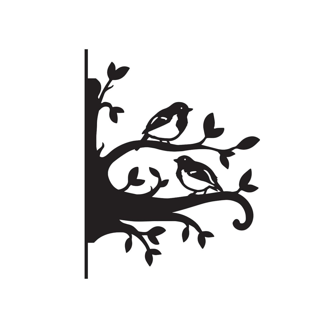 Close-Up of Steel Pair of Robins on Branches Hanging Basket Bracket