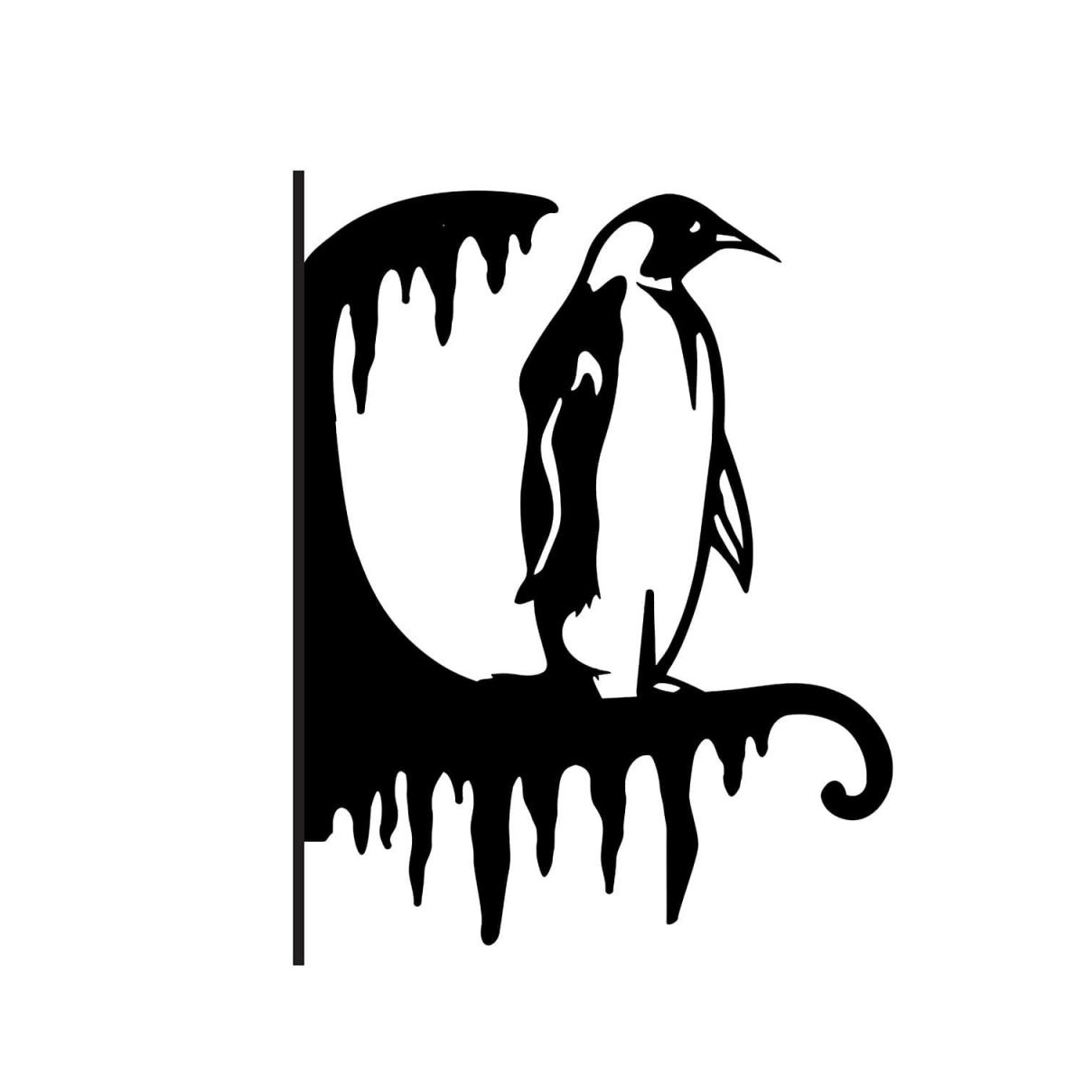 Close-Up of Steel Penguin Hanging Basket Bracket