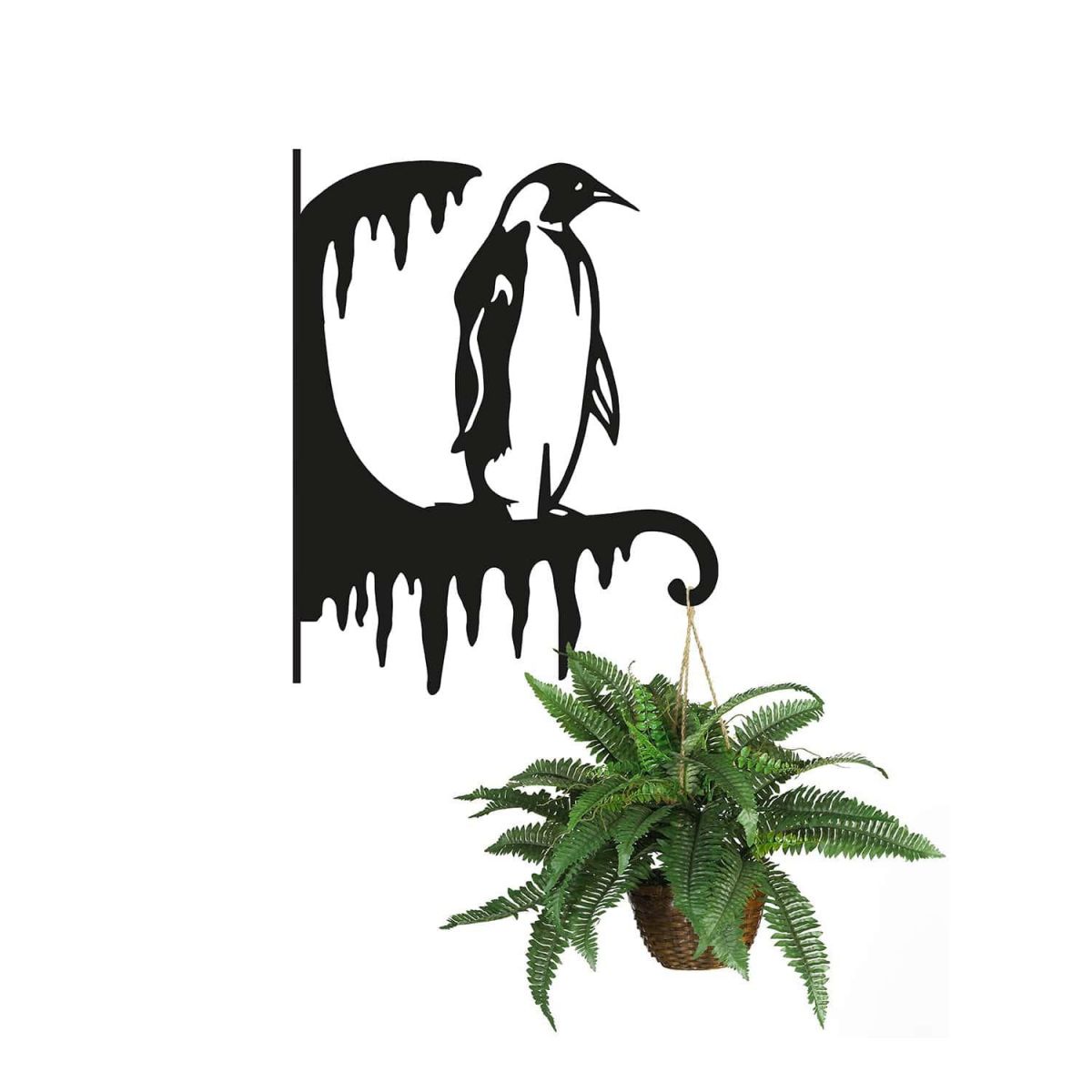 Steel Penguin Hanging Basket Bracket with Planter
