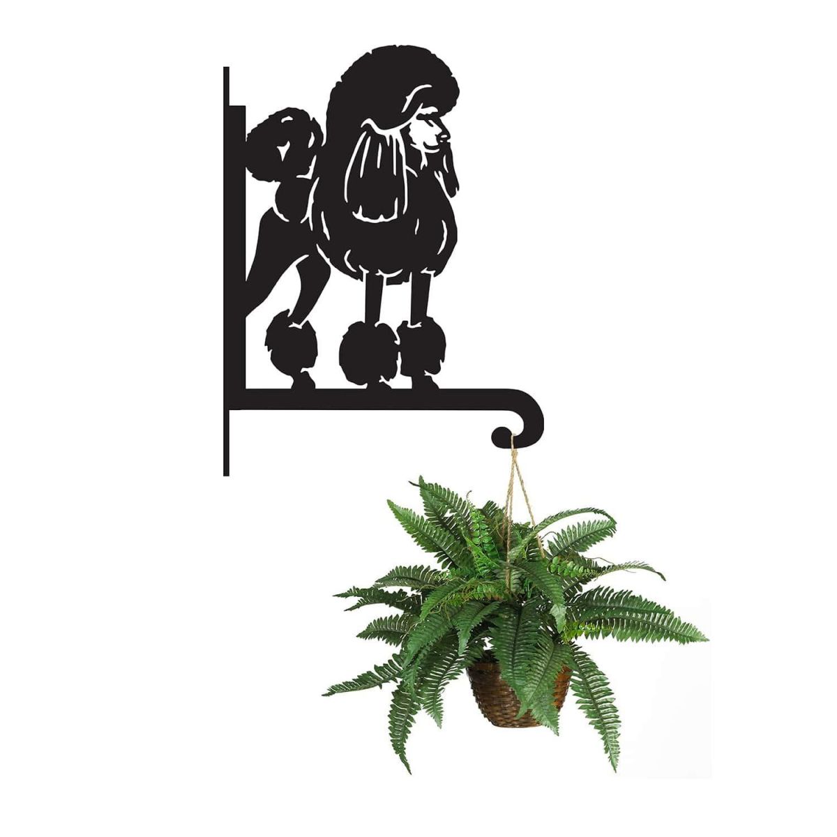 Steel Poodle Dog Hanging Basket Bracket with Planter