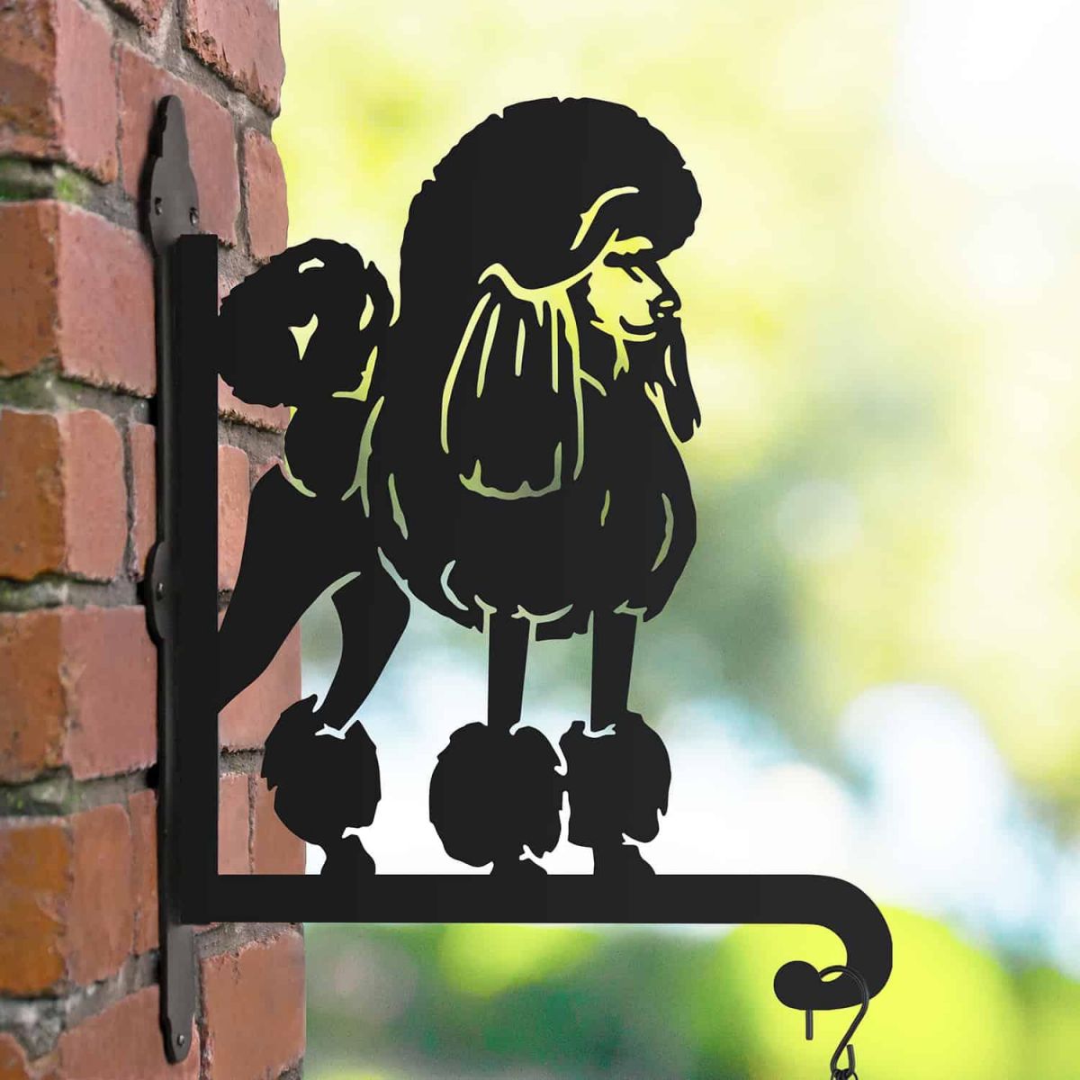 Steel Poodle Dog Hanging Basket Bracket in Situ