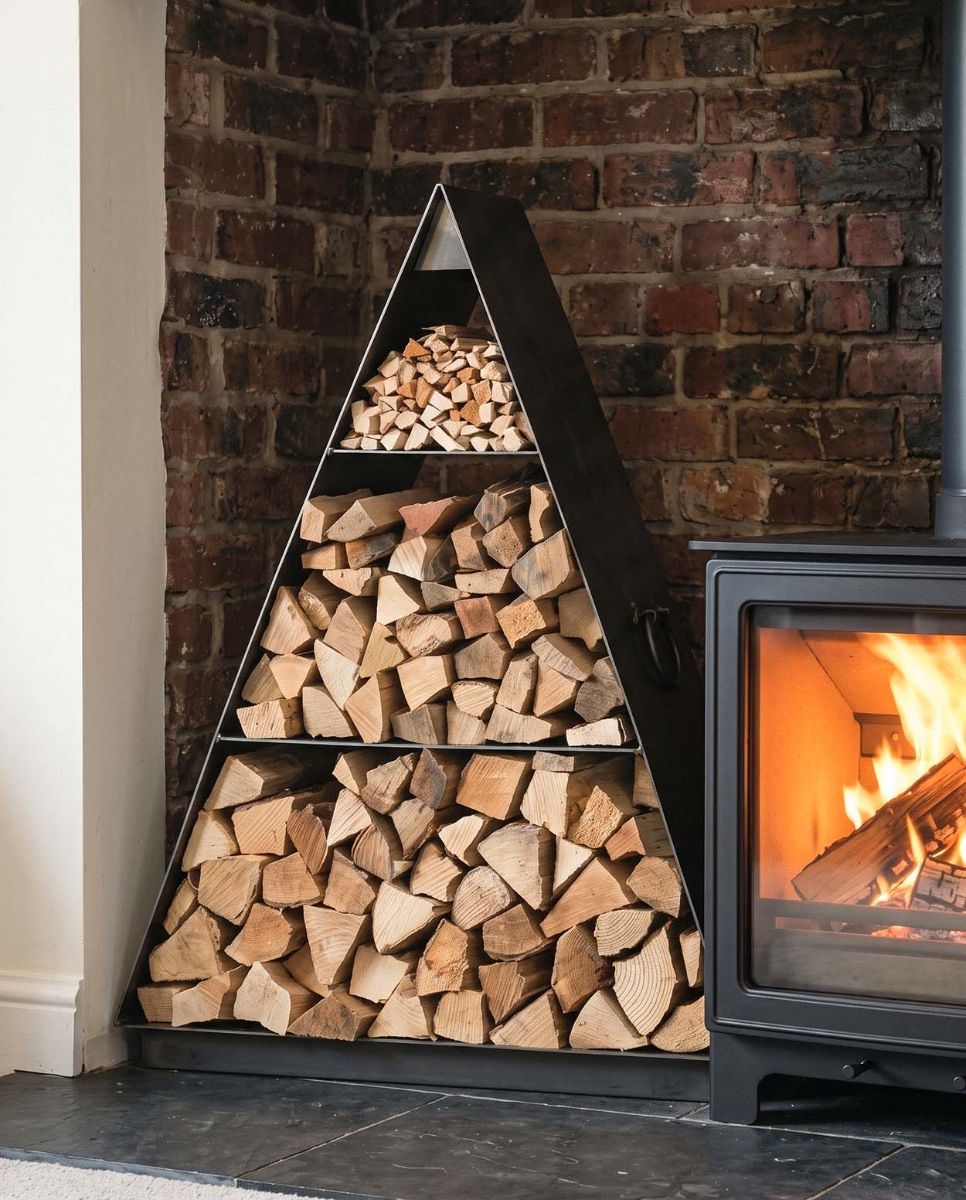Steel Pyramid Log & Kindling Store digital Illustration