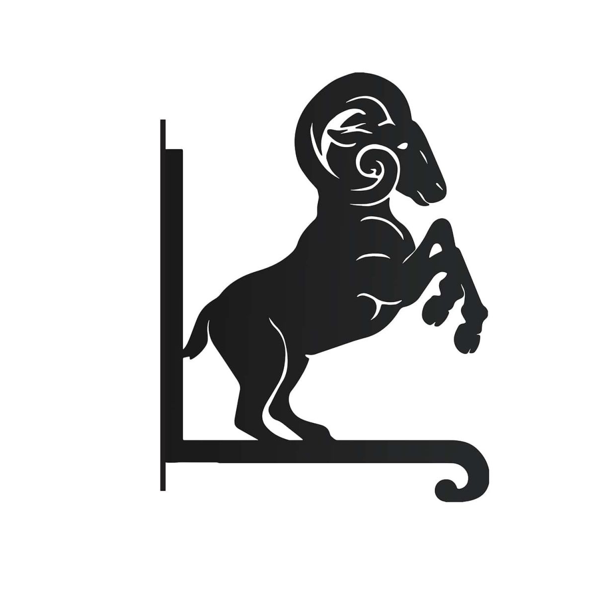 Close-Up of Steel Rearing Ram Hanging Basket Bracket