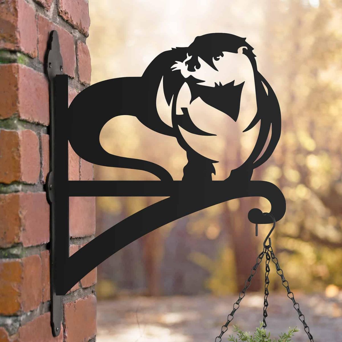 Steel Hanging Basket Bracket with River Otter Motif