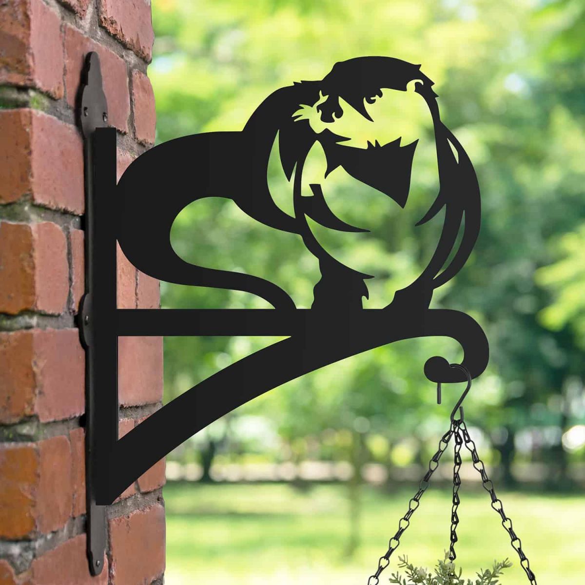 Steel Hanging Basket Bracket with River Otter Topper