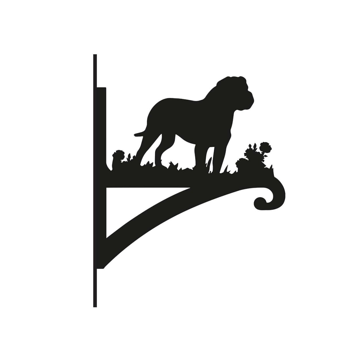 Close-Up of Steel Rottweiler Dog Hanging Basket Bracket