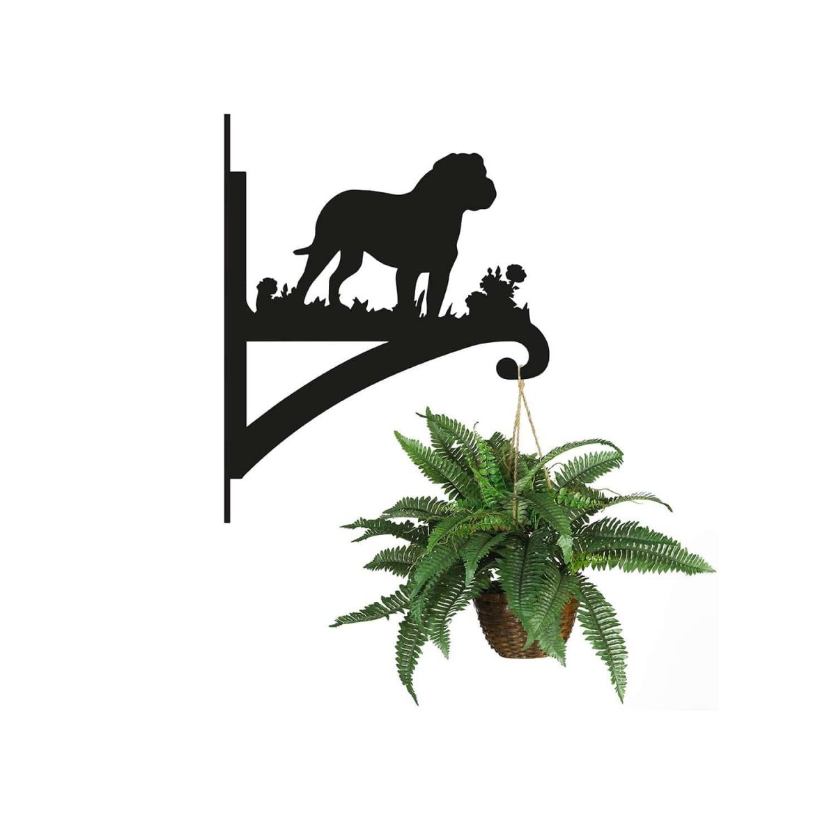 Steel Rottweiler Dog Hanging Basket Bracket with Planter