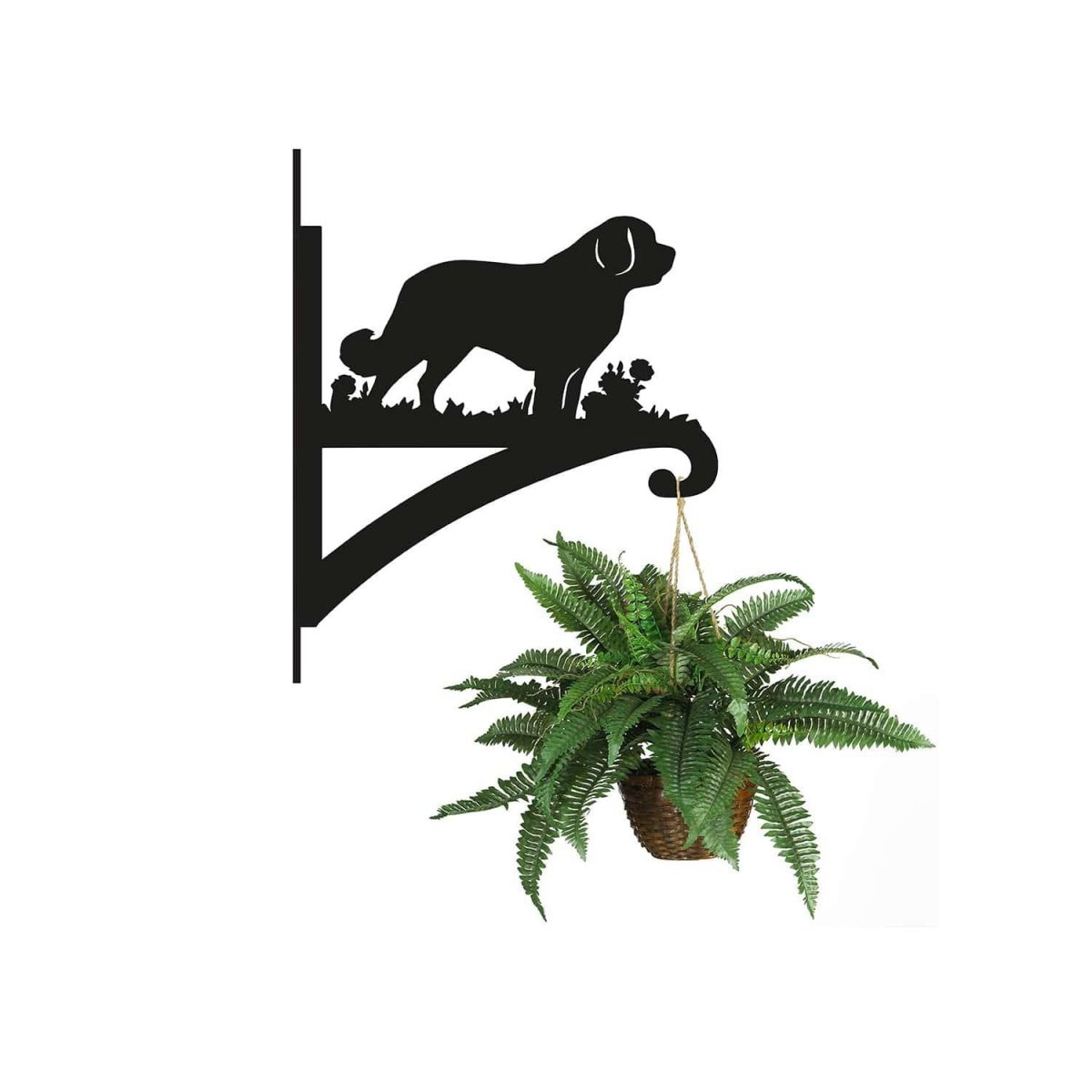 Steel Saint Bernard Dog Hanging Basket Bracket with Planter