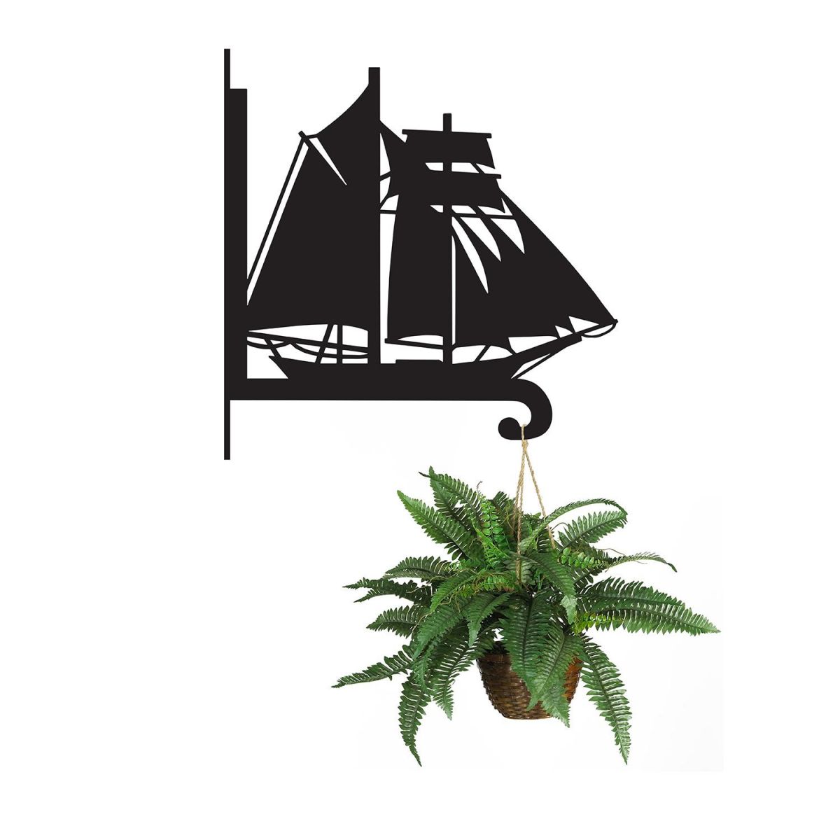 Steel Schooner Topsail Ship Hanging Basket Bracket with Planter Steel Schooner Topsail Ship Hanging Basket Bracket with Planter