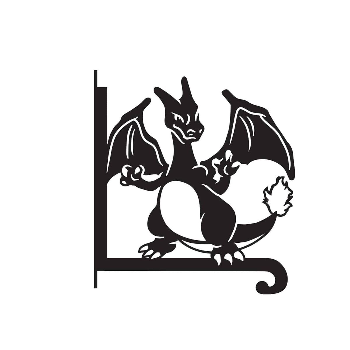 Steel Second Evolution Orange Dragon Hanging Basket Bracket on White Background