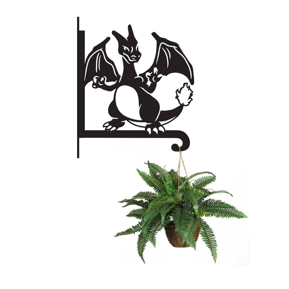 Steel Second Evolution Orange Dragon Hanging Basket Bracket with Planter