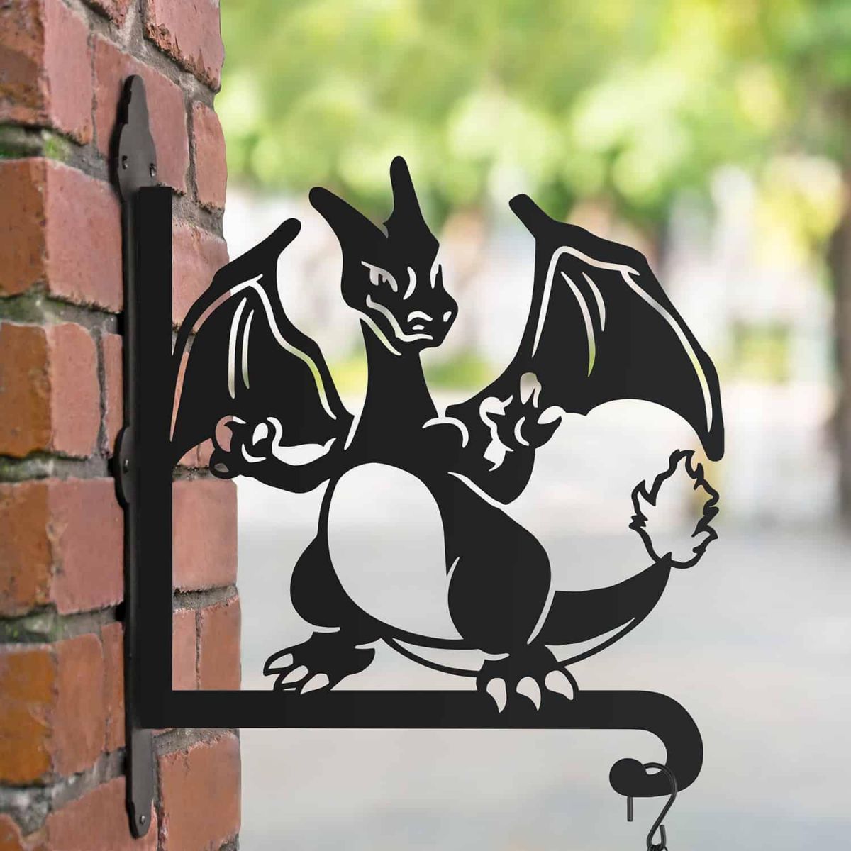 Steel Second Evolution Orange Dragon Hanging Basket Bracket in Situ