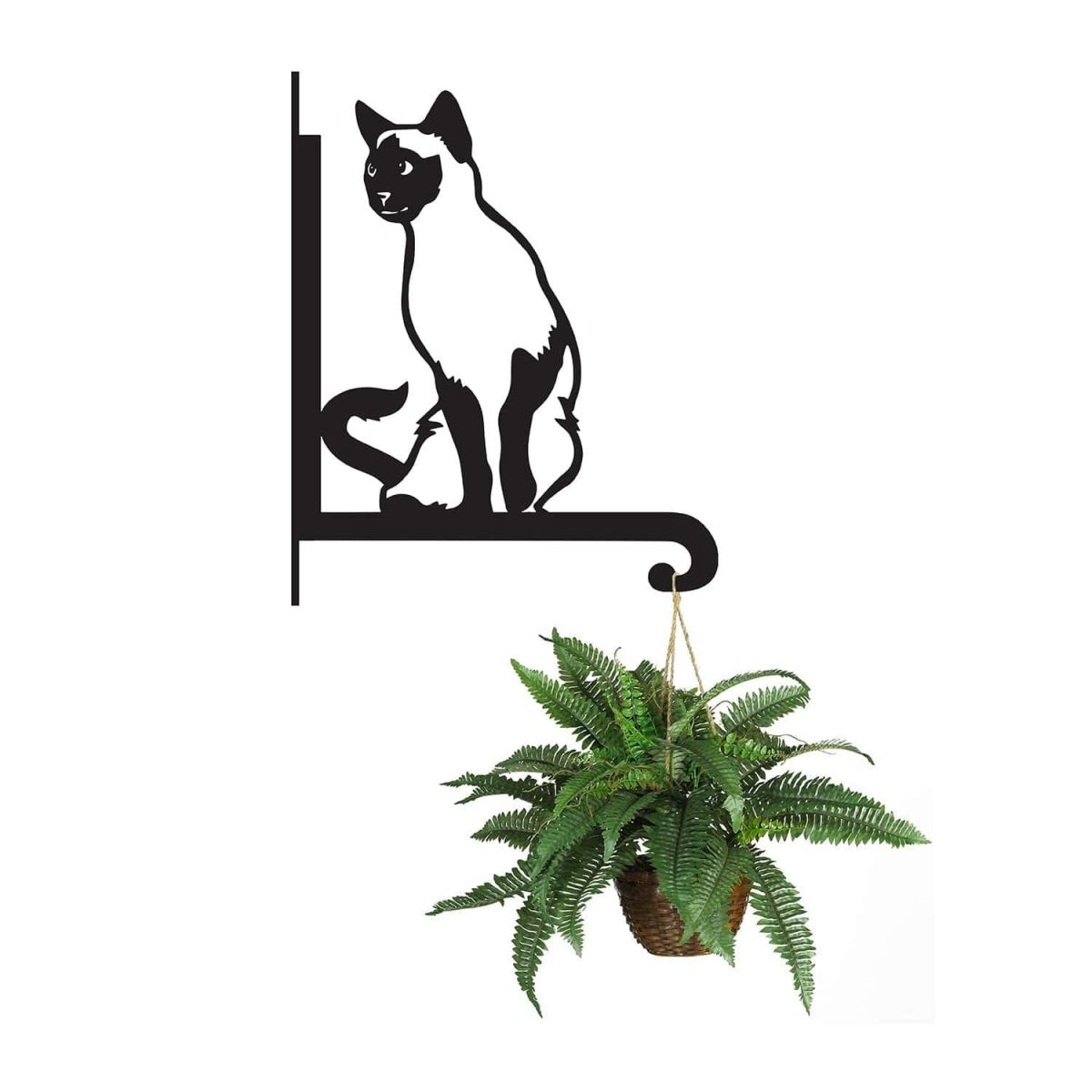 Steel Siamese Cat Hanging Basket Bracket with Planter
