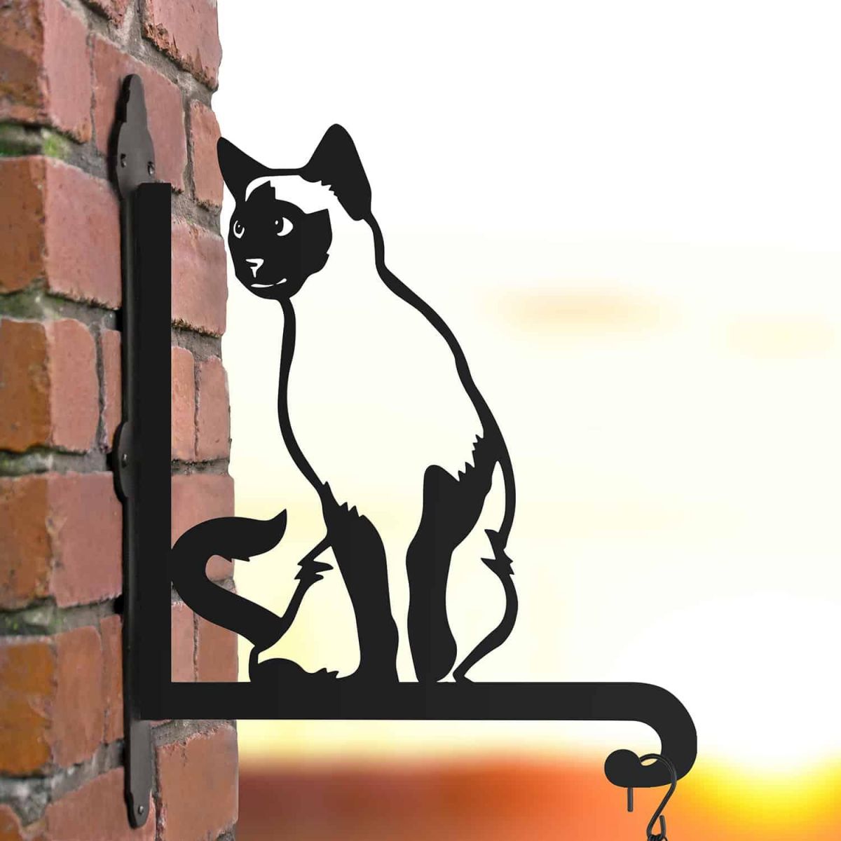 Steel Siamese Cat Hanging Basket Bracket