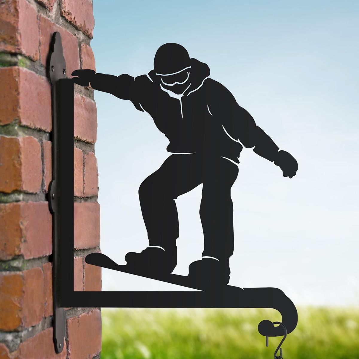 Steel Snowboarder Hanging Basket Bracket Steel Snowboarder Hanging Basket Bracket