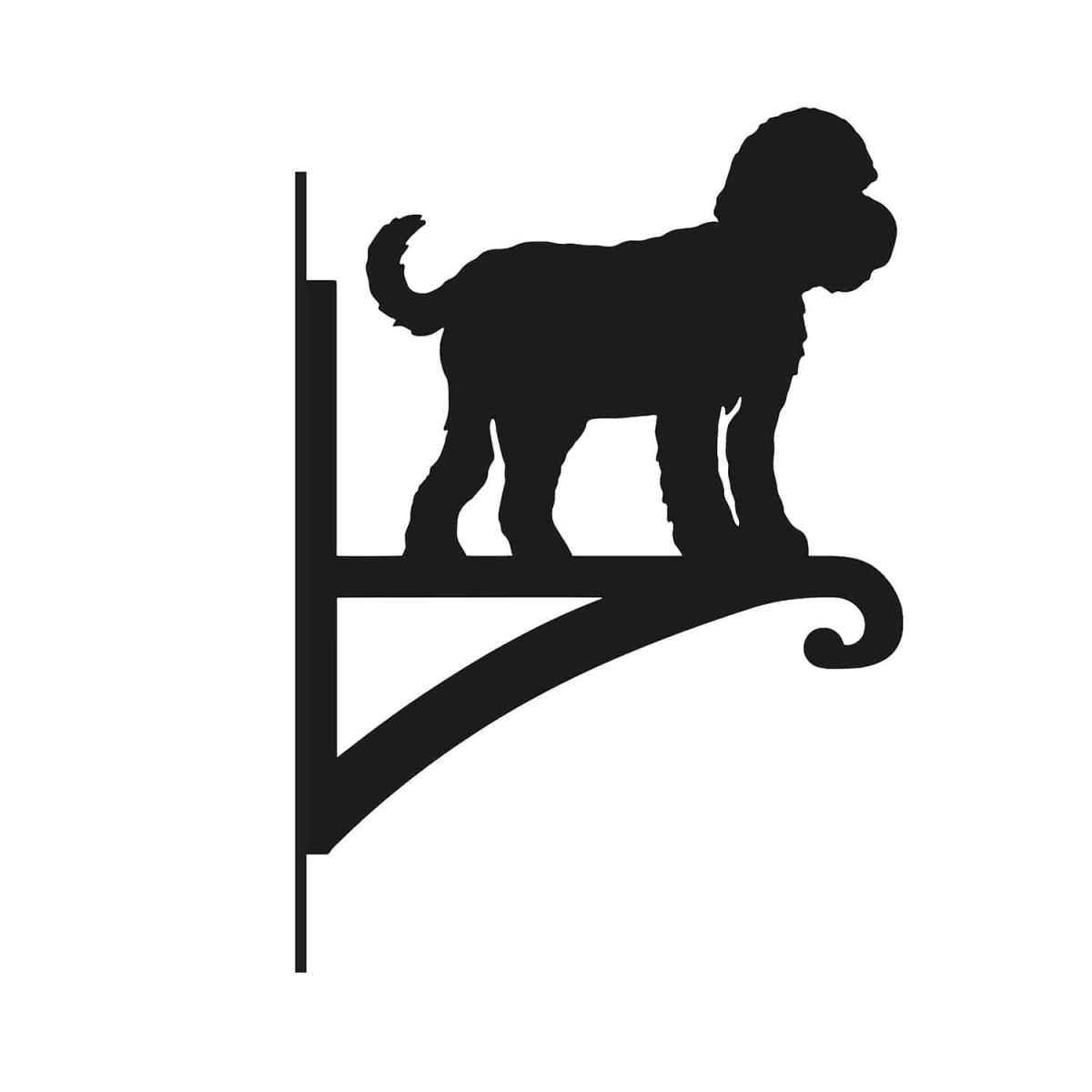 Steel Standing Cockapoo Hanging Basket Bracket on White Background