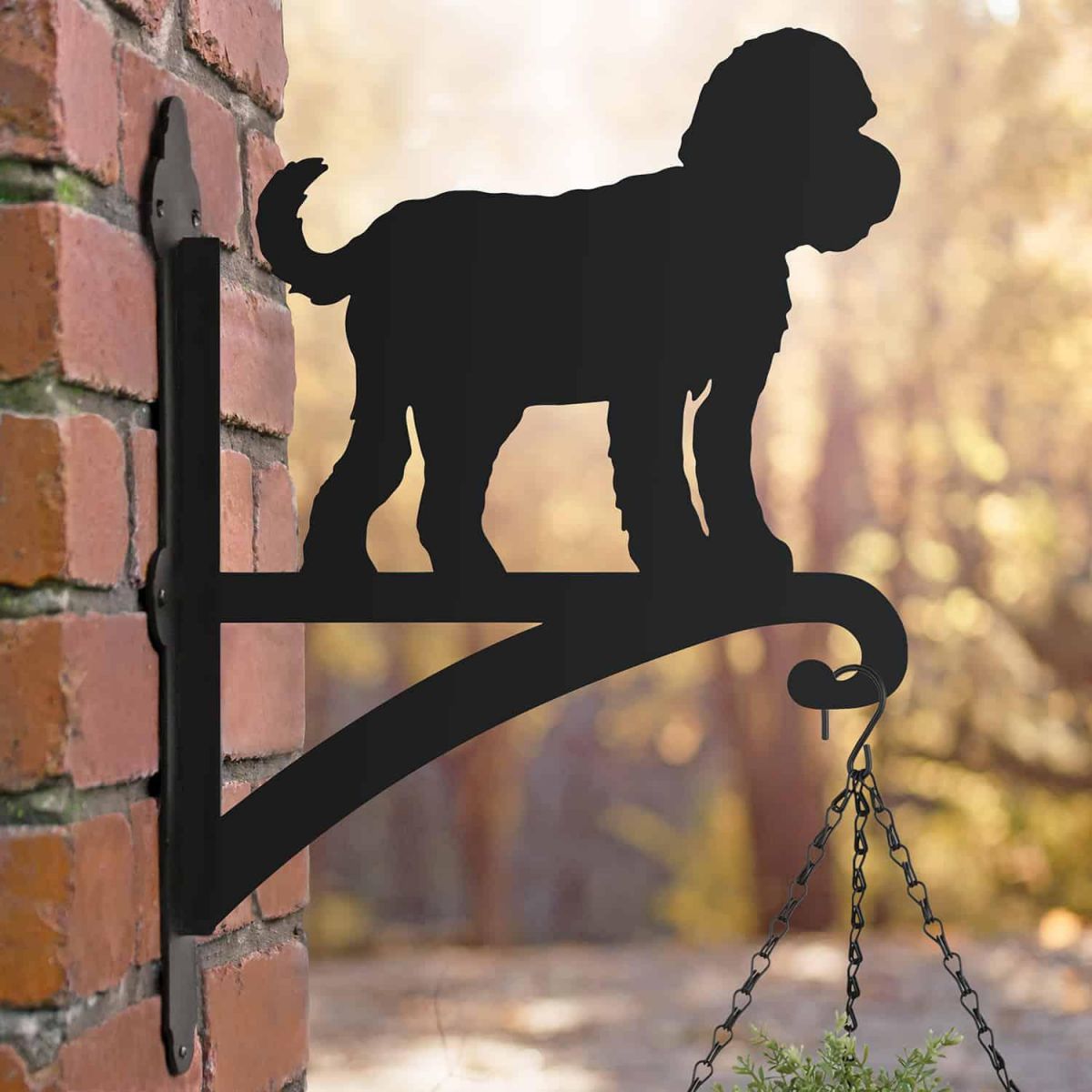 Steel Standing Cockapoo Hanging Basket Bracket in Situ