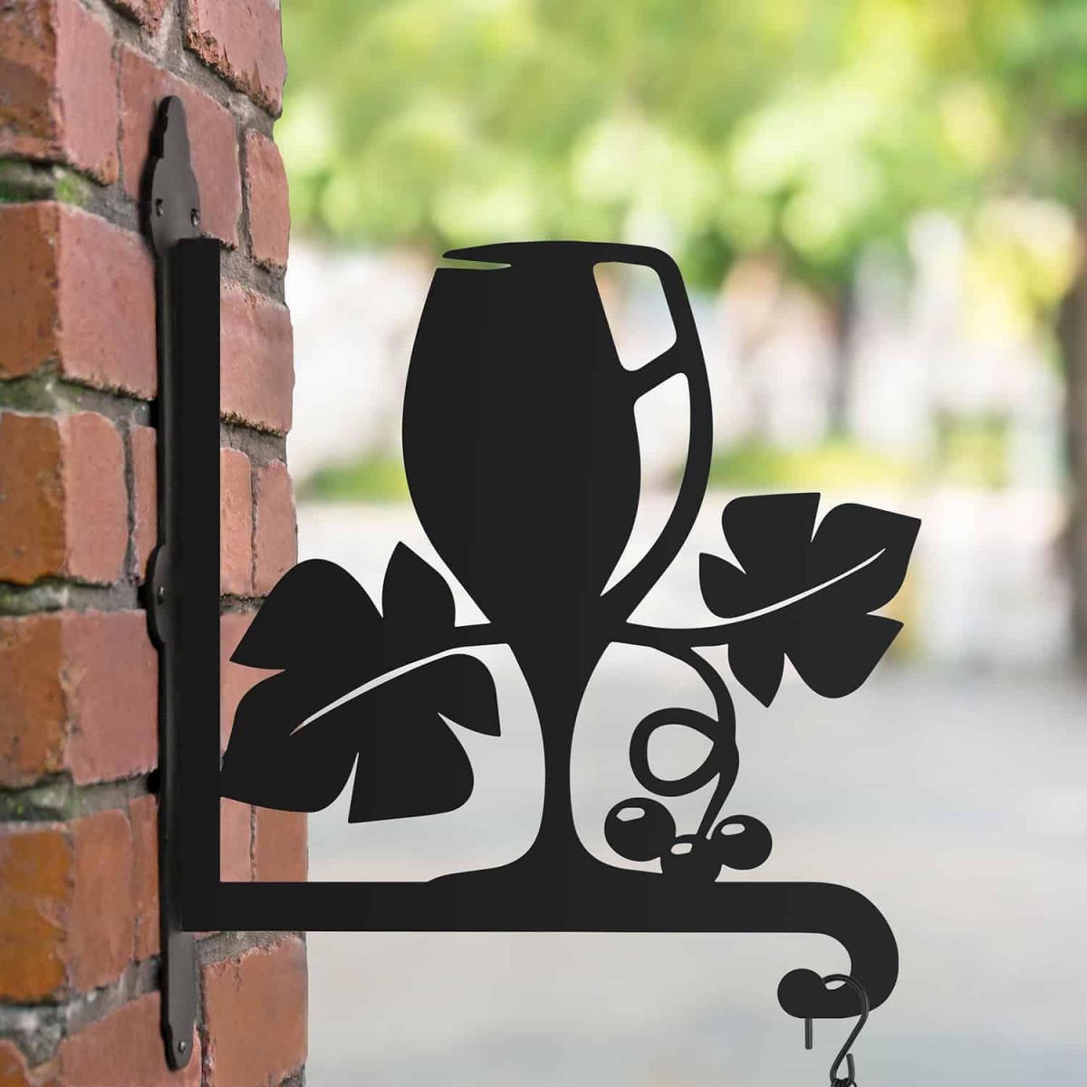 Steel Summer Wine Glass Hanging Basket Bracket in Situ