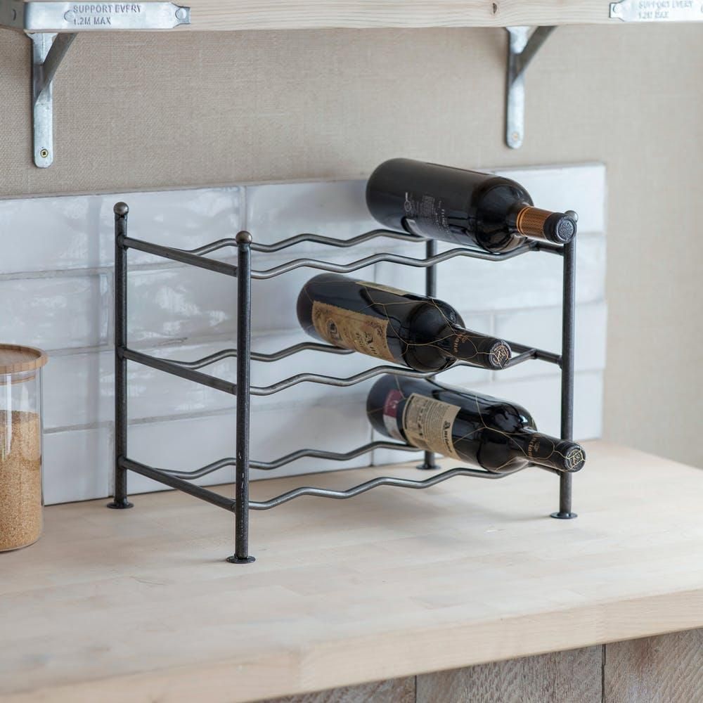 Three Tier Wine Rack Created From Steel 