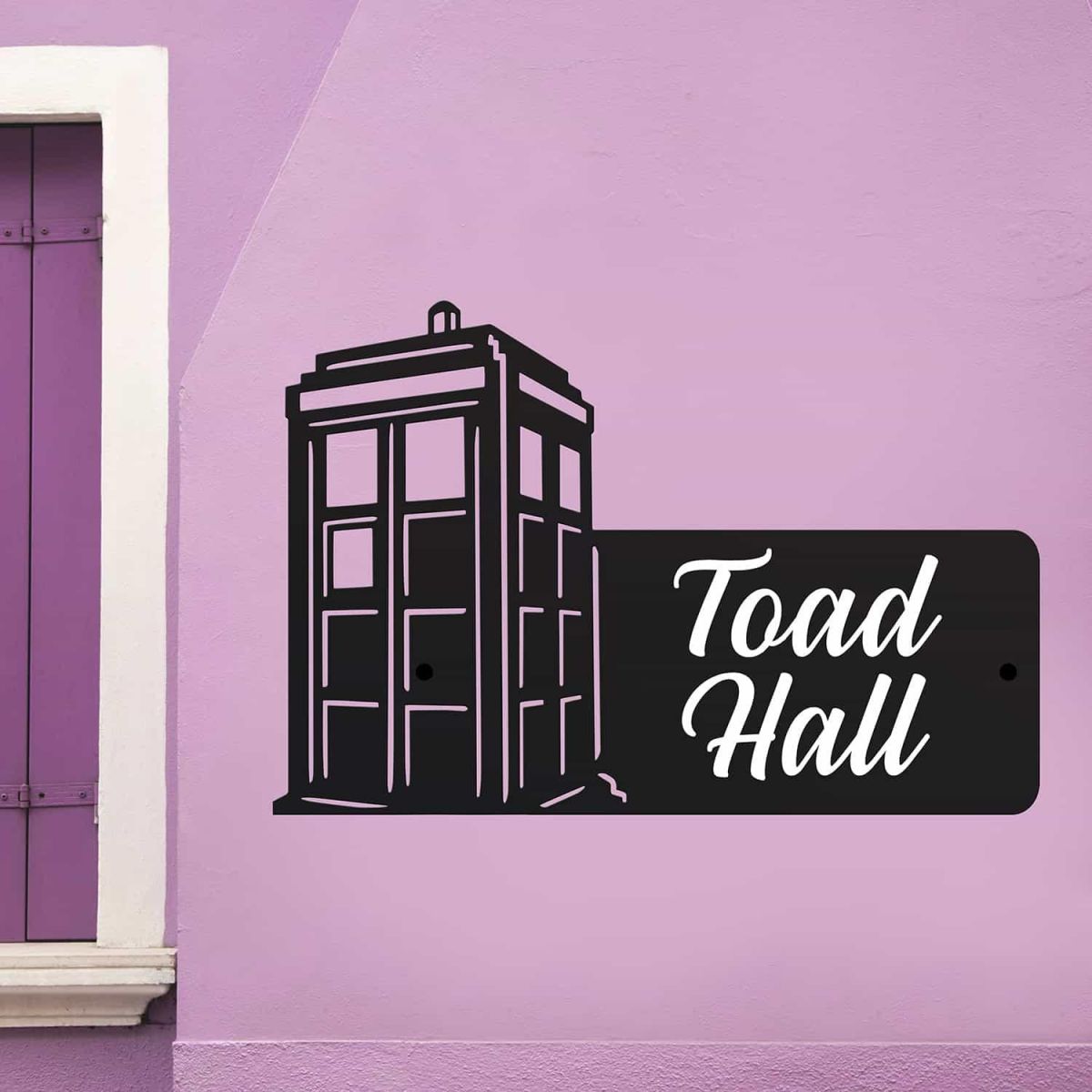 Steel House Name Sign with Time Machine Telephone Box Design