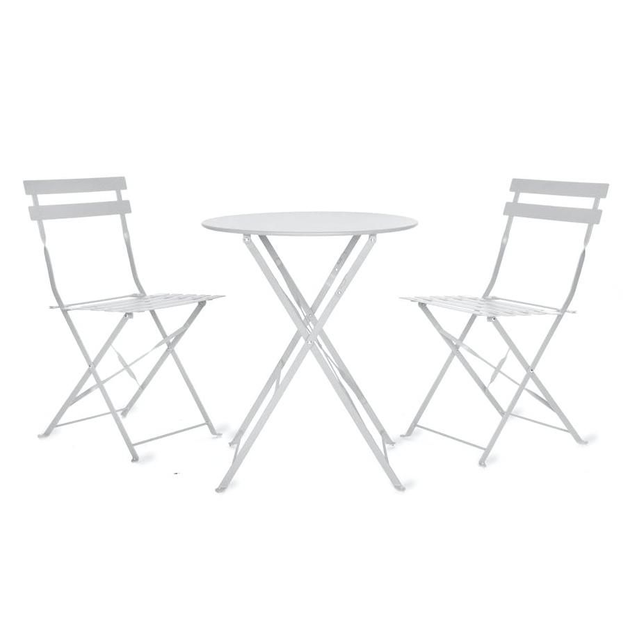 Steel Folding Bistro Set in a Chalk Finish 