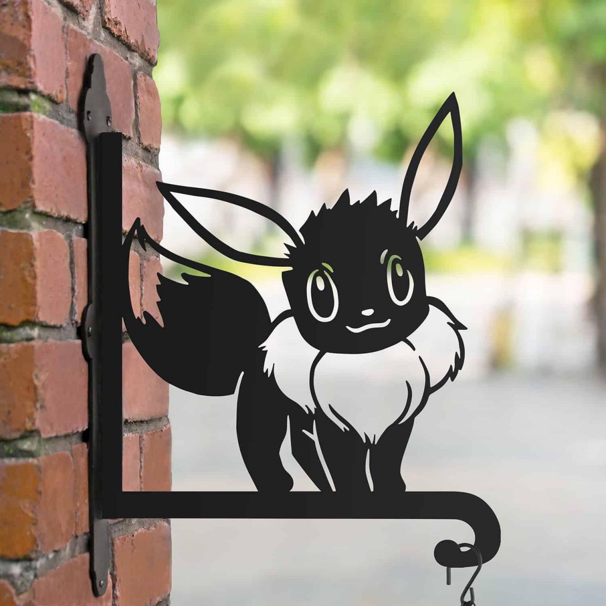 Steel Hanging Basket Bracket with Unevolved Furry Brown Creature Topper