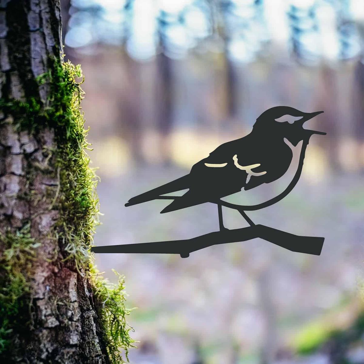 Steel Wood Warbler Tree Spike - Black in Situ