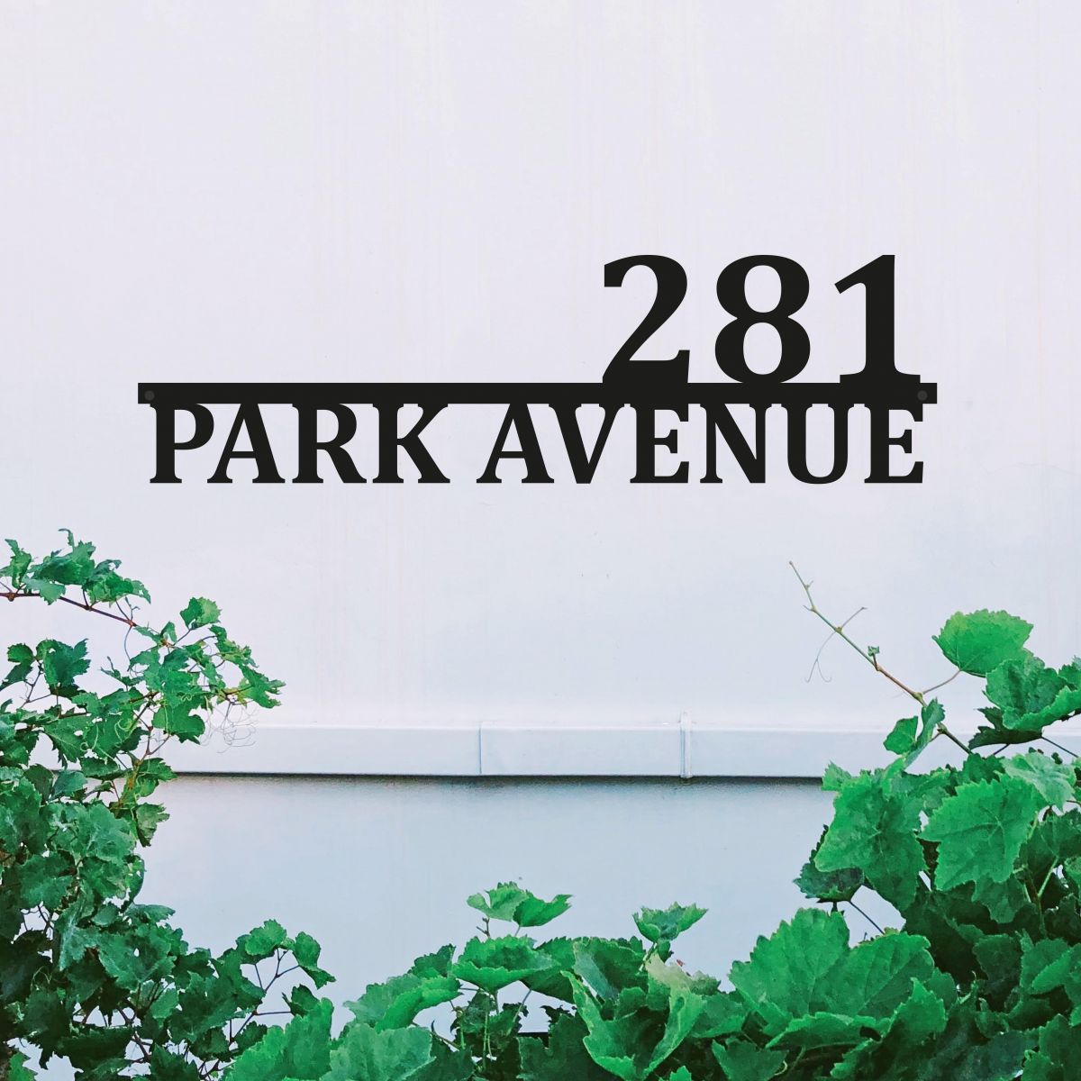 House & Number Street Sign in Black